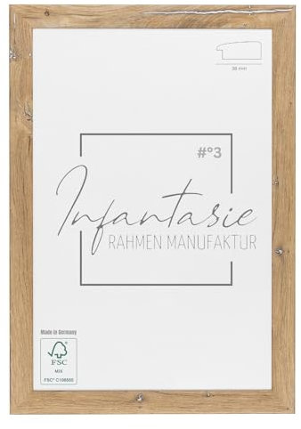 Infantasie 'N°3' Bilderrahmen 36x49 handgefertigt nach Maß | Eiche Vintage Silber | MDF-Holz Design Collage Holzbilderrahmen inkl. Acrylglas und Metall Aufhänger (Querformat & Hochformat)