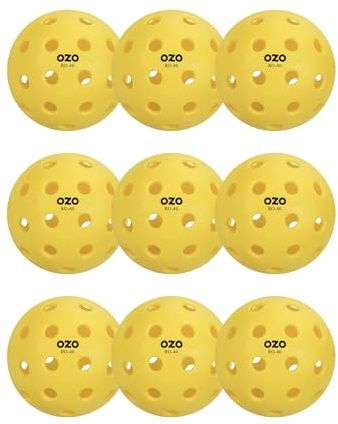 OZO Pickleball - 9er-Set Outdoor-Bälle - 40 Löcher, Spritzgussform, Yellow