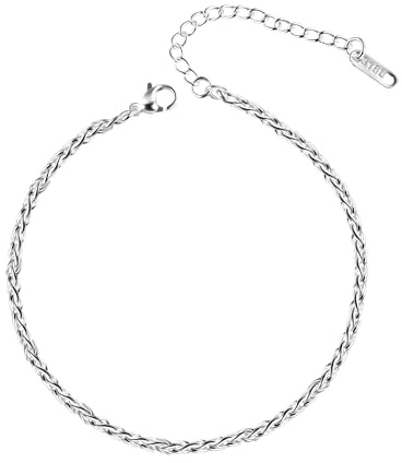 ALEXCRAFT Chaîne De Cheville Figaro Pour Femme En Acier Inoxydable Argenté