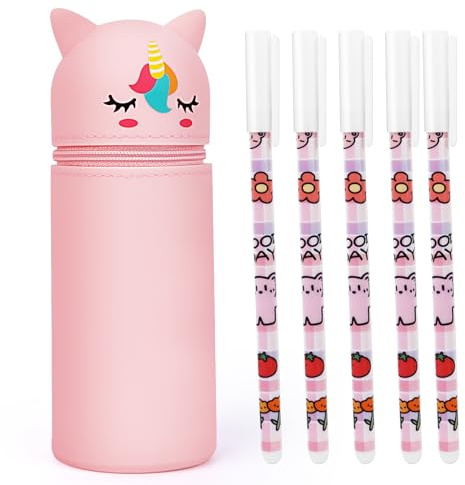 Federmäppchen Silikon, Stifte Mäppchen 2-in-1 Standmäppchen, Federtasche aus Weichem Silikon für Stifte, Tier Stifthalter, Bleistifttasche für Schülerin Teenager