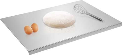 Sibosen Edelstahl Schneidebrett,60 x 40 cm Arbeitsplatte Knetbrett Metall Küchenbrett Spülmaschinenfest Für Kneten,Schneiden & Backen Küchenplatte mit Anschlagkante