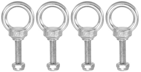 PATIKIL Boulons d'Œil d'Épaule de Levage M6x25 Acier inoxydable 304 Filetage Mâle avec Joint d'Écrou à Vis Hexagonale Rondelle Plate pour Suspendre Chaîne Câble Métallique, 4 ensembles