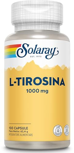Solaray - L-Tirosina 1000mg - 100 Capsule - 500mg di Tirosina per Capsula
