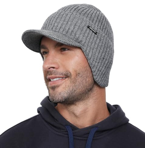 Wmcaps Wintermütze mit Ohrenschützern und Schirm für Herren | Ultrawarme Fleece, Kompletter Ohrenschutz, schützt vor Sonne, Regen und Schnee, für Winter & Outdoor, Geschenk für Männer