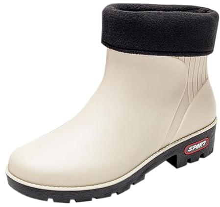 Genérico Botas de Goma para Mujer de Lluvia Ligeras Antideslizantes, Botas de Lluvia para Mujer de Goma Bajas con Forro Polar, Botines de Invierno para Mujer de Trabajo, Botas Cortas Impermeables