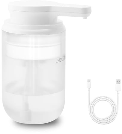 Mamiddle Dispenser Sapone Automatico con Sensore a Infrarossi, Elettrico IPX5 Impermeabile, Ricarica USB-C per Cucina e Bagno (Bianco Traslucido - Tipo Schiuma)