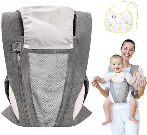 Baby Carrier Newborn to Toddler - Baby Sling Carrier with Breathable Zipper & Belt, Adjustable Front and Back Baby Carrier for 7-40lbs, Perfect for Baby Carriers from Newborn