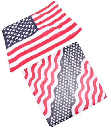 OATIPHO 2 Pièces Foulard Multifonctionnel écharpe Drapeau américain Bandeau imprimé Mouchoir Patriotique Écharpe du Drapeau américain Foulard imprimé Bandeaux américains Chiffon