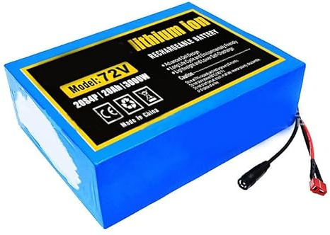 Bateria para Bicicleta Electrica 72V 20Ah, Ebike Batería 72V 20Ah PVC Impermeable Paquete de batería de Litio con Cargador para Motores 1500W 1000W 800W 500W 250W 72V 20AH DC+T,B