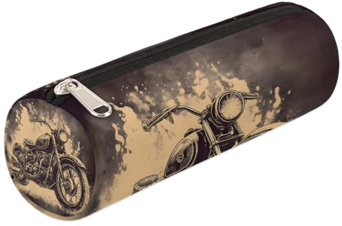 Mexpekil Retro Art Motorcycle Pencil Case School Supplies Pouch Bag for Girls Boys Teenagers, Women Makeup Brush Bag
