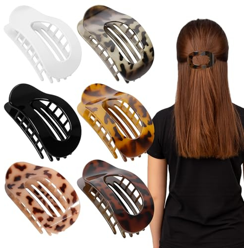 Menibeuty Pince Cheveux Femme Plate, 6 Pcs Pince Cheveux Femme Plate Écaille De Tortue Léopard Pince Cheveuxs Pinces À Cheveuxs Pinces Rondes (Conduite, Détente Allongé)