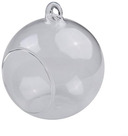 Jarrón colgante de vidrio de borosilicato transparente con boca abierta para plantas suculentas, terrario, decoración de interiores y jardín (10 cm)