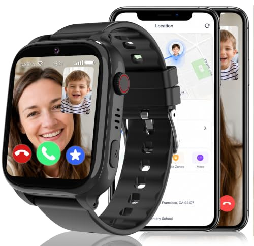 ELEJAFE 4G Kids Smart Watch Boys Girls,Smart Watch for Kids GPS Tracker with Video Call, Phone Call, Voice Chat, SOS Game IP68 Waterproof School Mode Smartwatch Birthday Gifts (Black Max)