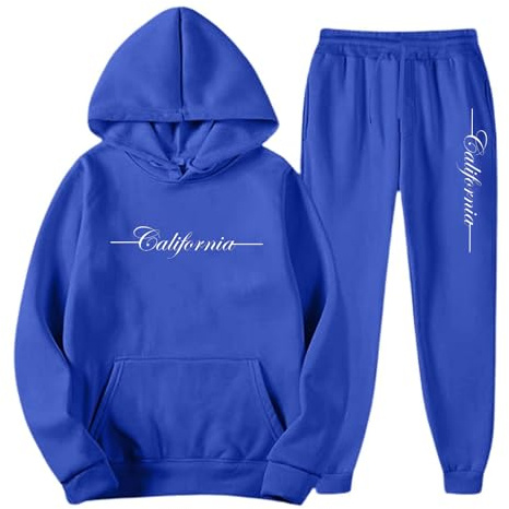 Generisch Tuta da allenamento alla moda in due pezzi, per uomo come abbigliamento sportivo streetwear con pantaloni da jogging per attività ricreative, Blu scuro, XXL