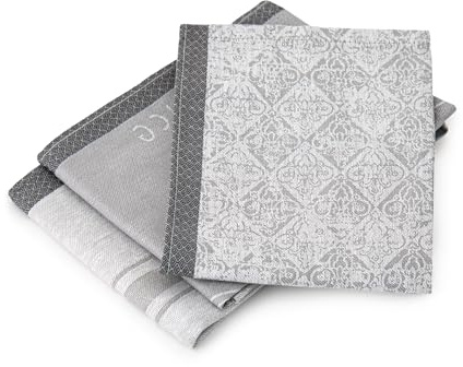 ZWOLTEX – Küche Handtuch Set, 3X Geschirrtüchern 50x70cm Provence, Saugfähige Lappen, 100% Organic Baumwolle 200g/m2 Tücher, Baumwolltücher mit Oeko-TEX Zertifikat - Grau