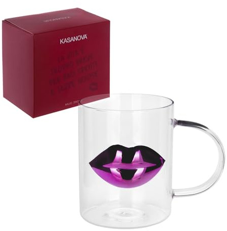 KASANOVA Tazza labbra rosa vetro 390 ml