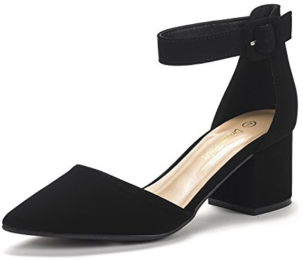 DREAM PAIRS Bröllopsskor för kvinnor, klämpumps, dansskor, sandaler med blockklack, Slingback pumps, Svart nubuckläder, 36.5 EU