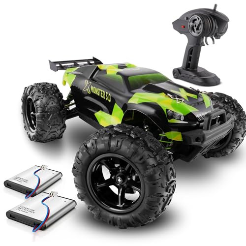 Overmax X-Monster Remote control car RC with 2 Batteries Monster Truck Speed up to 45km/h Range up to 100 meters Full 4x4 Traction 40 Minutes of fun without charging USB Cabel LED Lights Solid body