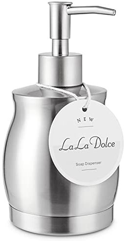 LALA DOLCE Edelstahl Arbeitsplatte Seifenspender Flüssigflasche und Pumpe, Geeignet für Verschiedene Orte wie Küche und Bad (Gebürstetes Nickel, 390 ml)