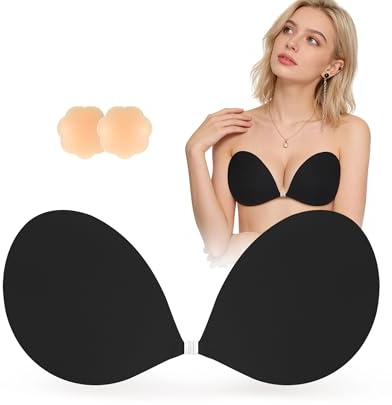 SHINYMOD Sujetador Sin Tirantes, Sujetador Invisible Sin Espalda Adhesivo para el Levantamiento de Senos Empuja Arriba, Cubierta de Pezón para Busto Grande, Sujetador Reutilizable para Las Mujeres