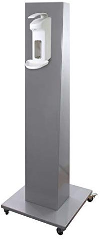 GERSO Hygiene-Station kompakt aus Metall für Kunden und Mitarbeiter - Mobile Handdesinfektion mit Seifenspender