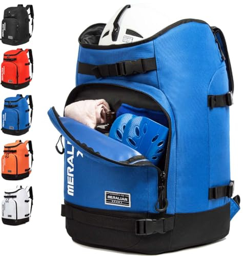 MERALIAN Ski Boot Bag - 50L Ski Boot Travel Backpack Waterproof Snowboard Boot Backpack for Travel Stores Gear Including Helmet, Goggles and Outerwear.