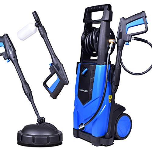 Boudech - ADVANCED 2500 - Idropulitrice elettrica 2500W Max 180Bar 500L/h con avvolgitubo ad alta pressione di 5MT, funzione detergente ed accessorio lava pavimenti.