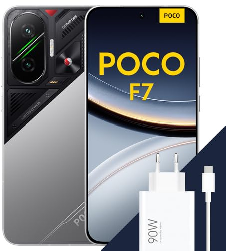Poco F7 Smartphone, 12+256GB, 6500 mAh Akku, 50MP Sony-Kamera, Silber | 6.83 1.5K 120Hz AMOLED, Flaggschiff Snapdragon® 8s Gen 4, 50MP, Handy mit Android