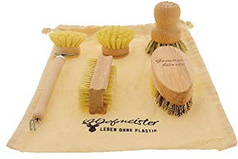10x HOFMEISTER® Holz-Bürsten Set, 5-teilig, Gemüsebürste, Topfbürste, Spülbürste, Ersatzkopf, Nagelbürste, Fibre & Union Naturborsten, robust, bei hartnäckigem Schmutz, hygienische Buche