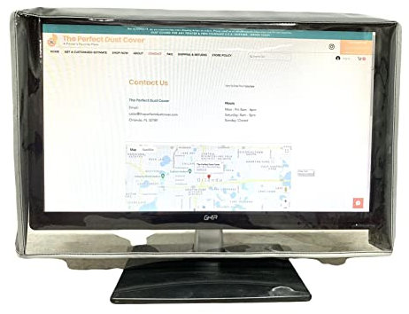 The Perfect Dust Cover, White Vinyl Cover with Clear Front Compatible with 22-inch LED/LCD Monitors, Anti Static, Waterproof Monitor Cover Dimensions 21''W x 2.5''D x 14''H by The Perfect Dust Cover