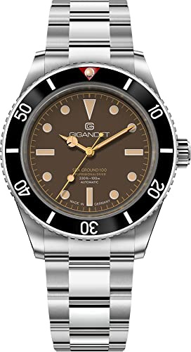 Gigandet Herren-Automatikuhr Sea Ground 100 Vintage - Made in Germany - Saphirglas - Swiss Super Luminova - Edelstahl - Taucheruhr - 100m/10bar wasserdicht - 39mm - G100-002M