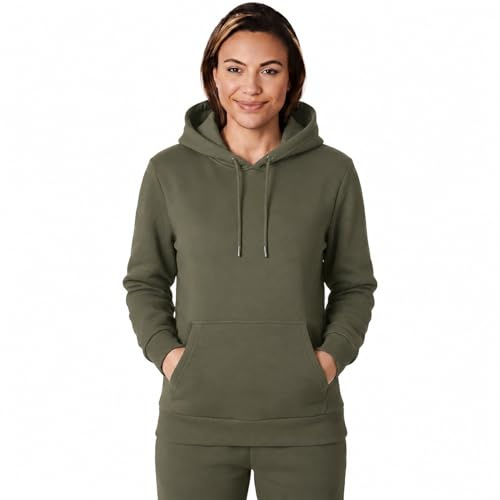 Light & Shade Women’s Fleece Pullover Hoodie with Pocket Soft Hooded Sweatshirt with Drawstring Casual Lounge & Gym Wear (Army, S)
