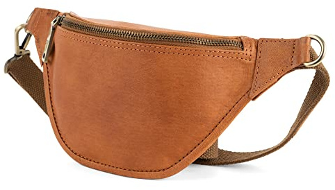 Berliner Bags Vintage Bauchtasche Kai, Gürteltasche aus Leder, mit verstellbarem Gurt und YKK Reißverschlüsse, Wasserabweisend für Damen und Herren - Braun