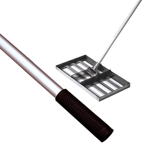 ATRNA Rasenrakel mit Stiel Golf, Rakel Sanden Abziehen Levelingrake Flächenebner Leveler Lawnleveling Gartengras Werkzeug Topdressing Surface-Silver