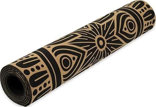 MATCHU - Estera de yoga Corcho - Para fitness y yoga - Con diseño único de mandala - 172x61x0,6cm - Antideslizante - Alfombrilla de gimnasio - Alfombrilla de gimnasia - Fácil de limpiar