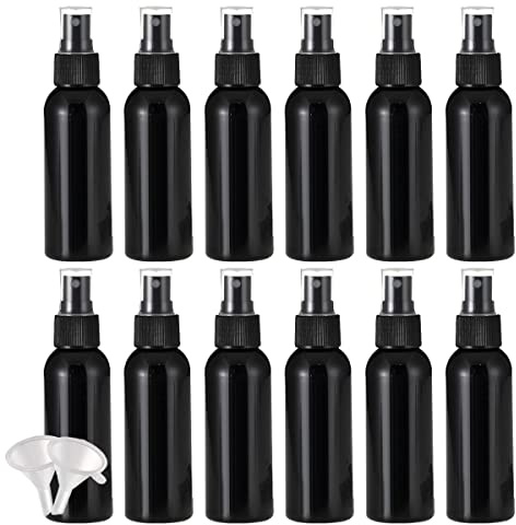 YANCAER 24 Stück 100ml Leer Schwarz Kunststoff Sprühflasche mit Schwarz Sprühkopf, Tragbare Sprühflasche Reise Klein, Zerstäuber Nebel Parfümzerstäuber Sprayflasche für Wasser Kosmetik