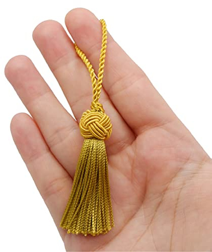 TEXTEX = Borla de Cuquillo de Cabeza de Turco. 5cm de Largo. 100% Rayón. Bolsita de 5 Unidades - (Oro)