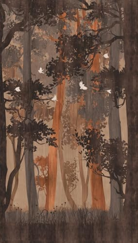 livingwalls Wald-Fototapete – Beige, Orange – Wandbild XXL 2,80 x 1,59 m | Natürliches Wald-Motiv als natürlicher Blickfang – matte Motivtapete, einfach zu verkleben & spurlos abziehbar