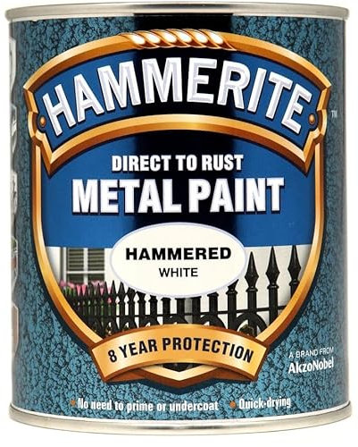 AMK® Hammerite 750ml Hammered White Direct To Rust Metal Paint Quick Drying