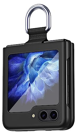 BORYA Hülle für Samsung Galaxy Z Flip5 (Flip 5) 5G, Ultra Dünn Stoßfest Premium Handyhülle, Folable Hochwertiges Seidig Matt PC Schutzhülle mit Ring, Kratzfest Leichte Case, Schwarz
