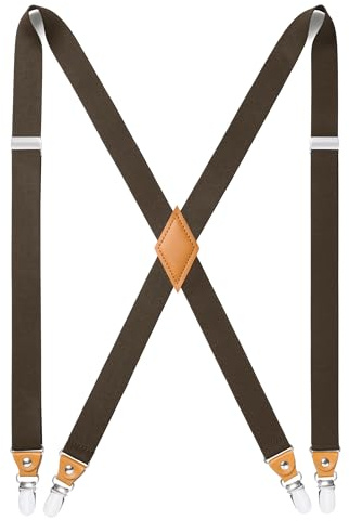 HISDERN Bretelle da uomo con 4 clip in metallo molto resistenti, taglia unica adatta a tutti gli uomini e le donne, regolabile ed elastica, forma a X.