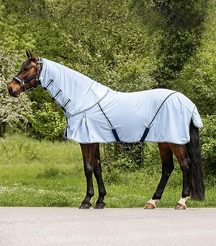 Waldhausen Fliegendecke Protect mit abnehmbarem Halsteil, hellblau/dunkelblau, 165cm
