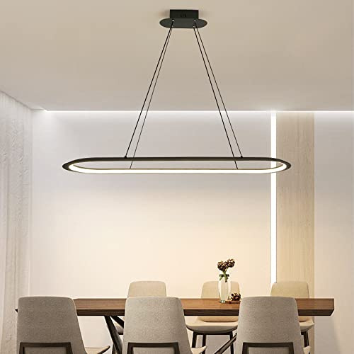 Mikeru Moderne Ovale Esstisch Pendelleuchten, Kronleuchter, 100 Cm Dimmbare Hängelampe Mit Fernbedienung, Helligkeit Von 10% Bis 100% Einstellbar, Blendfrei, Mit Speicherfunktion/Höhenverstellbar
