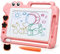 Dinosaure Ardoise Magique Jouet Enfant 2 3 4 Ans, Ardoise de Gribouillage Magnétique Effaçablem Jeu Educatif Cadeau 2-5 Ans Filles Garçons, 4 Zones de Couleur 3 Tampons 1 Stylo, Rose