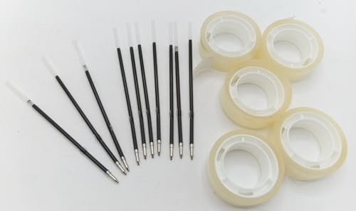 Haus & Garten 10x schwarze Kugelschreibermine + 5 Klebefilm/Kuliminen/Ersatzminen/Kuli/Mine/Minen schwarz