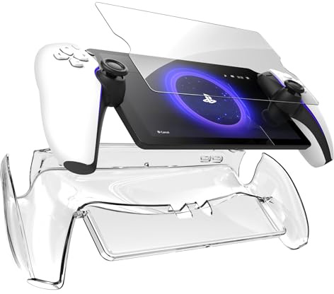 Encased tillbehörsset designat för PlayStation Portal Remote Player – genomskinligt fodral och skärmskydd i härdat glas (8 tum)