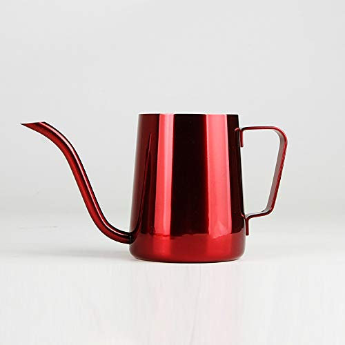 OQHAIR Cafetera Hecha a Mano de Boca Larga, cafetera de Goteo, Juego de cafetera de Boca Fina, cafetera de Acero Inoxidable para el hogar (Color: Rosa, tamaño: 10.1 FL oz) (Rojo 10.1 FL o