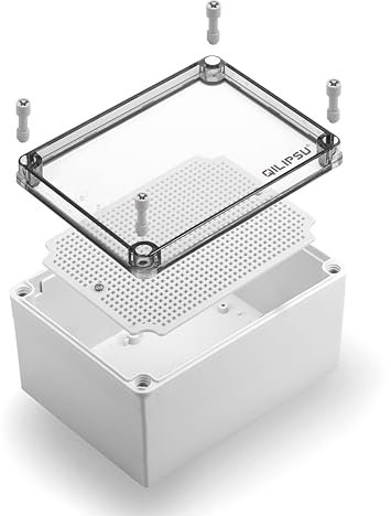 QILIPSU Abzweigdose für den Außenbereich, IP67, wasserdicht, ABS-Kunststoff, wetterfest, elektrische Gehäuse, transparente Abdeckung (20,1 x 15 x 13 cm CC)