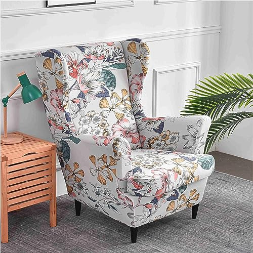 Hixingo 2-Teilig Ohrensessel Überzug, Strandmon Mode Sesselbezüge, Abnehmbar Polyester Ohrensessel Bezug, Anti-Rutsch Sesselschoner für Hotel Wohnzimmer Clubhaus (Rosa)