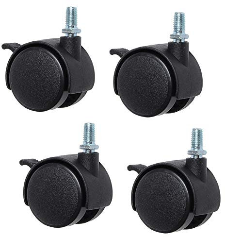 GeRRiT 4 Stück Lenkrollen, 50 mm, Nylon, Ersatzrollen, Möbelrollen, Bürostuhl, Lenkrollen, Gewindestiel, Lenkrolle M8/M10 x 15 mm, für kleine Regale, Haushaltsgeräte (M8)